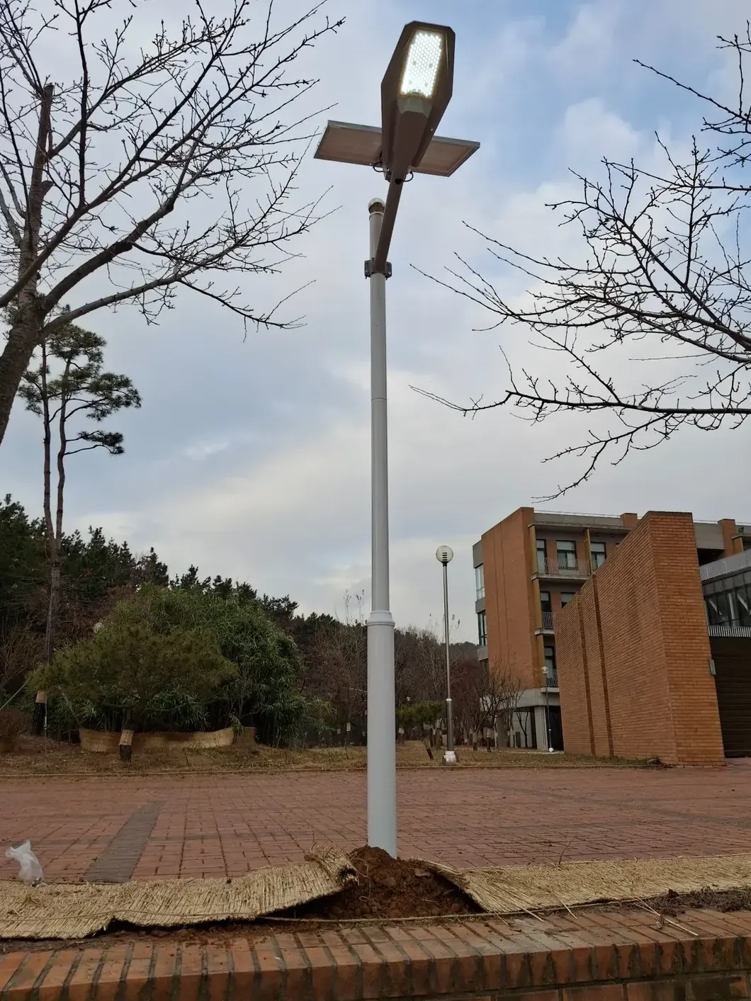 학교 보행로 운동장 태양광가로등 설치 완료